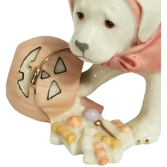 Lenox Puppy Sweet Little Devil Labrador Halloween Dog Pumpkin 24k Gold Accents - Picture 8 of 12